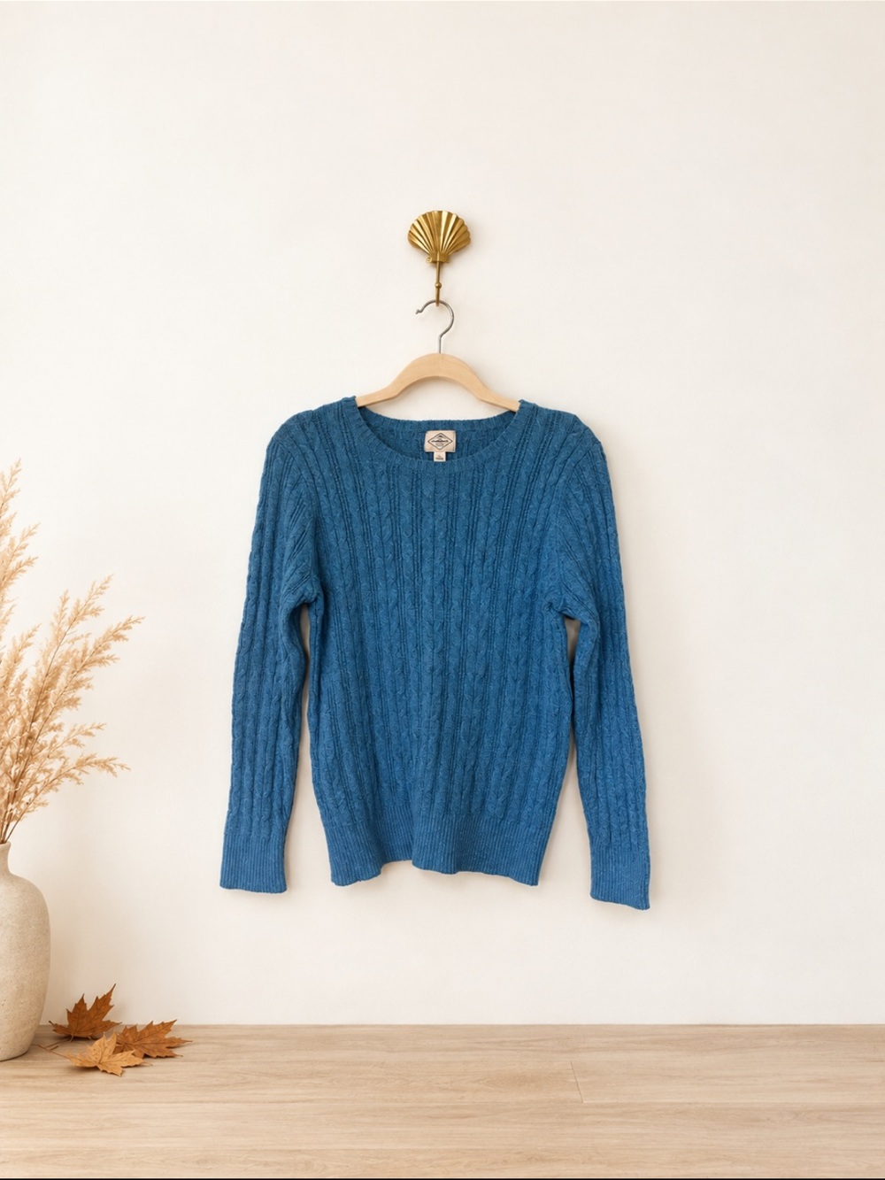 St. John's Bay Cable Knit Crewneck Sweater Stretchy Size XL Preppy